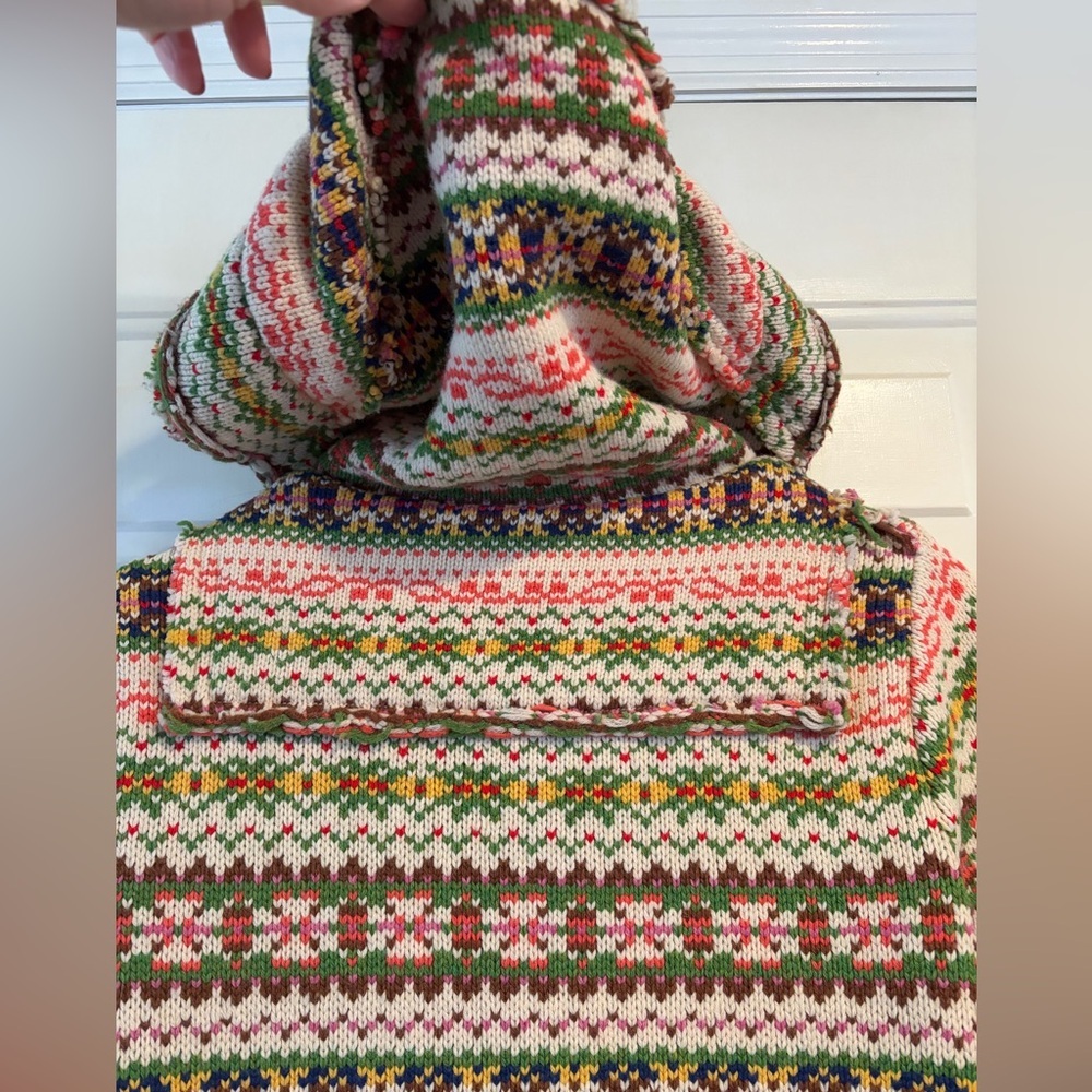 Anthropologie Vintage Sparrow 100% Lambs Wool Fair Isle Coat Women’s Small - Picture 11 of 13
